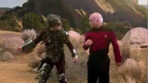 The Big Bang Theory does Star Trek the Next Generation.