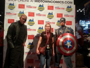Me with the Avengers. No, that's not Chris Evans and Samuel L. Jackson. They're wax figures!