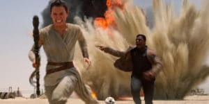 Daisy Ridley's Rey and John Boyega's Finn are having a blast as the touted twosome out to save the day in J.J. Abram's celebrated STAR WARS reboot THE FORCE AWAKENS