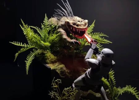Stormtrooper vs. Nexu model diorama tutorial (video).