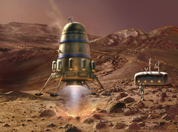 A landing on Mars.