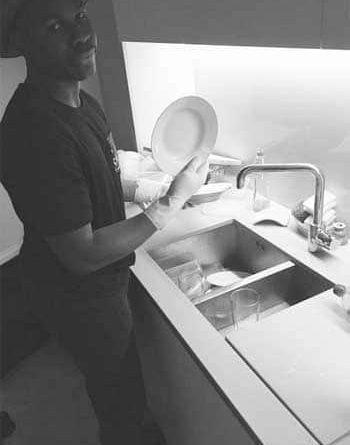 Galaxy's most famous stormtrooper sentenced to dish-washing punishment duty.