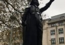 Darth Vader appears on empty statue plinth in Bristol, UK.