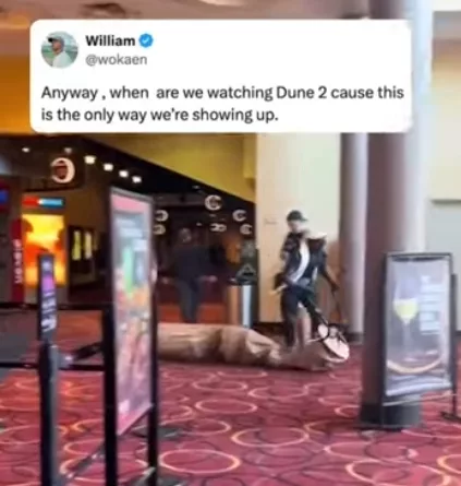 Dune 2: cinema-goer arrives by sand-worm (silly news).